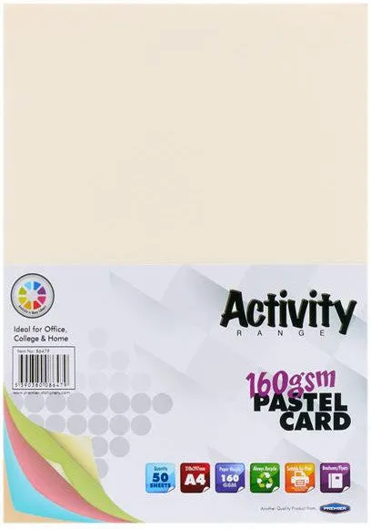 A4 160gsm Card 50 Sheets - Pastel